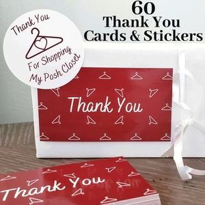 Poshmark Thank You Cards Hanger Poshmark Stickers Red White Heart